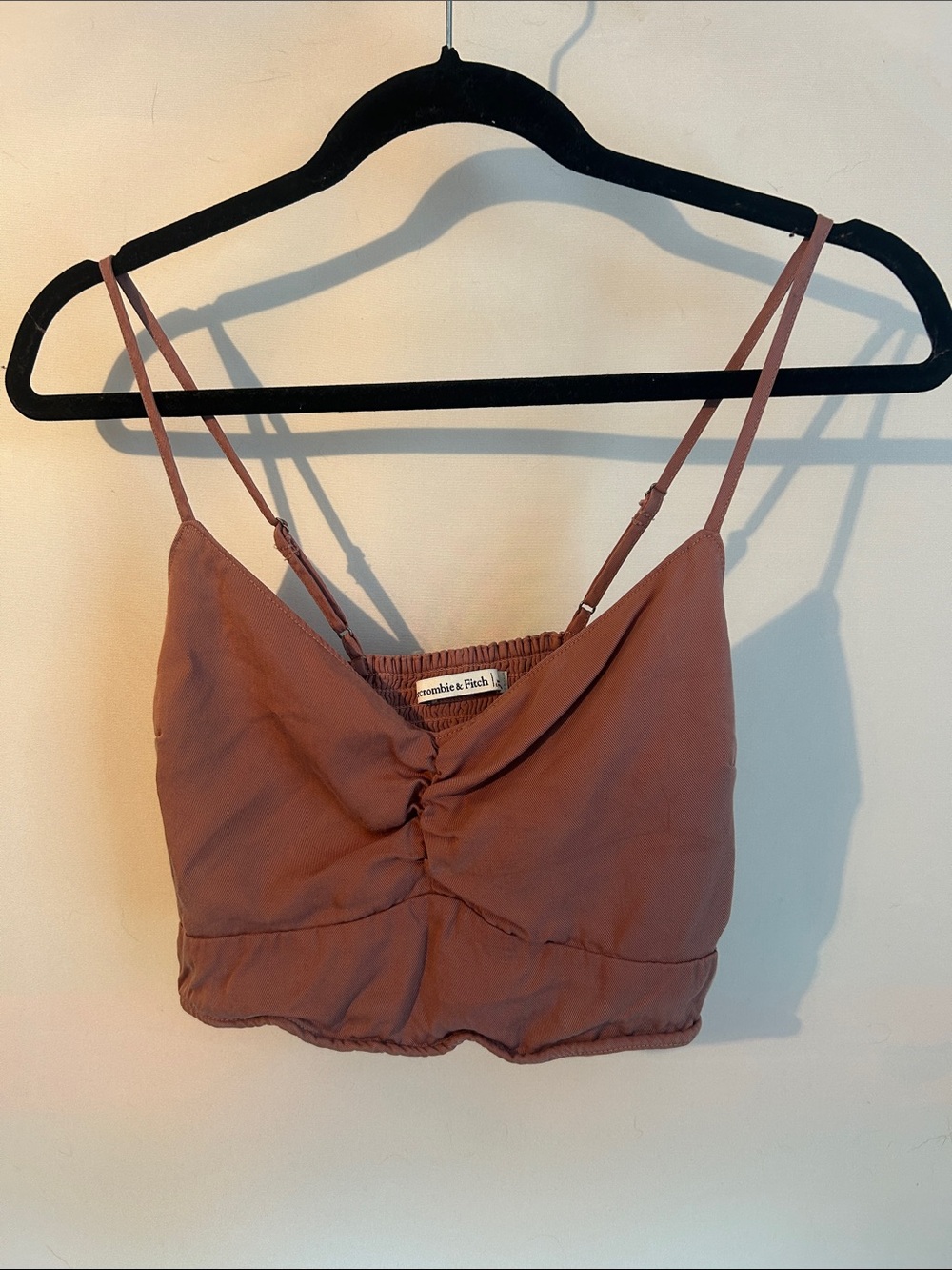 Abercrombie & Fitch Mauve Ruched V-Neck Crop top size M
